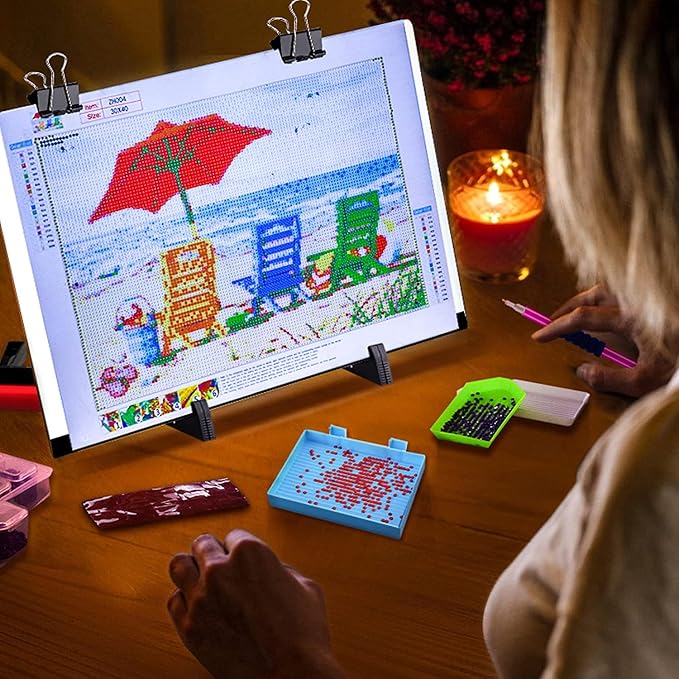 Ratukall A3 LED Light Pad for Diamond Painting, USB Powered Light Board Kit | Adjustable Brightness Light Box for Tracing with Diamond Art Accessories & Tools, Includes Storage Case, Drill Pens & Stand