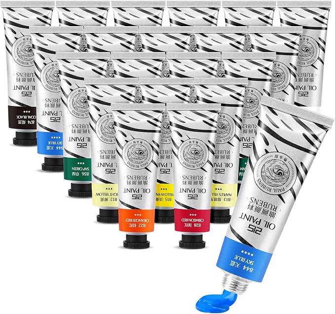 Paul Rubens Oil Paint, 20 Vibrant Colors*50 ml Large Professional Tubes | Oil Colors with High Saturation, Creamy Texture and Consistency, Art Supplies for Artists, Students, Beginners-B Set