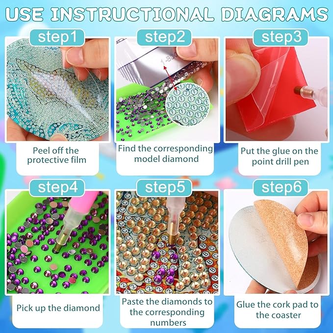 Baipisan 8 PCS National Park Diamond Art Coasters Kits, Diamond Painting Coasters with Holder Set of 8, DIY Drink Art Crafts Supplies for Adults Cup Mat House Warming Gifts Non-Slip 3.9inch