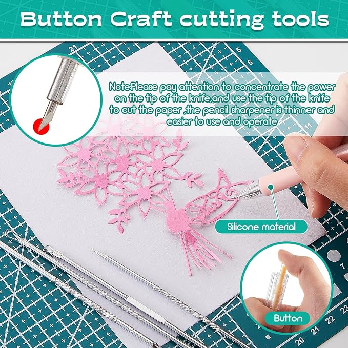 Lanties 24 Pcs Craft Knife Pen Set, 6 Craft Knives with 12 Refills, Green