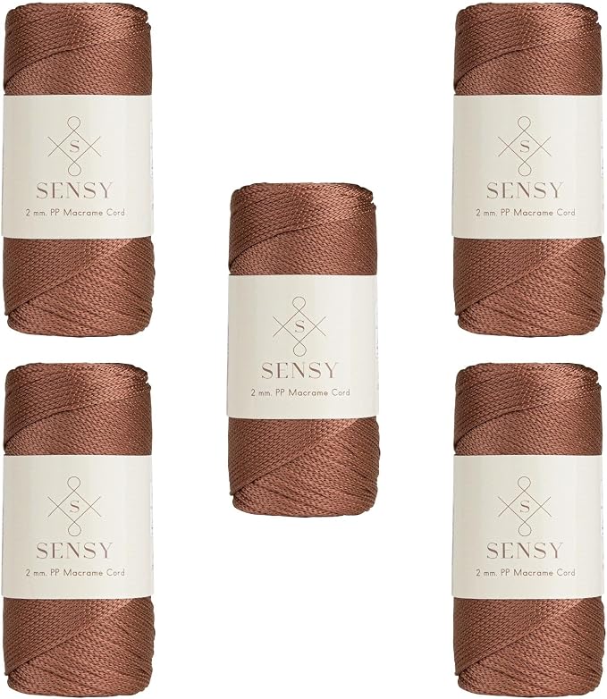 S Sensy 2mm - Premium Polypropylene Macrame Cord 5 Skeins Copper 252 Yards