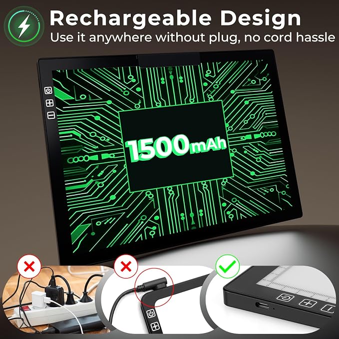 Rechargeable A4 Diamond Art Light Board with Stand, Tracing Light Box