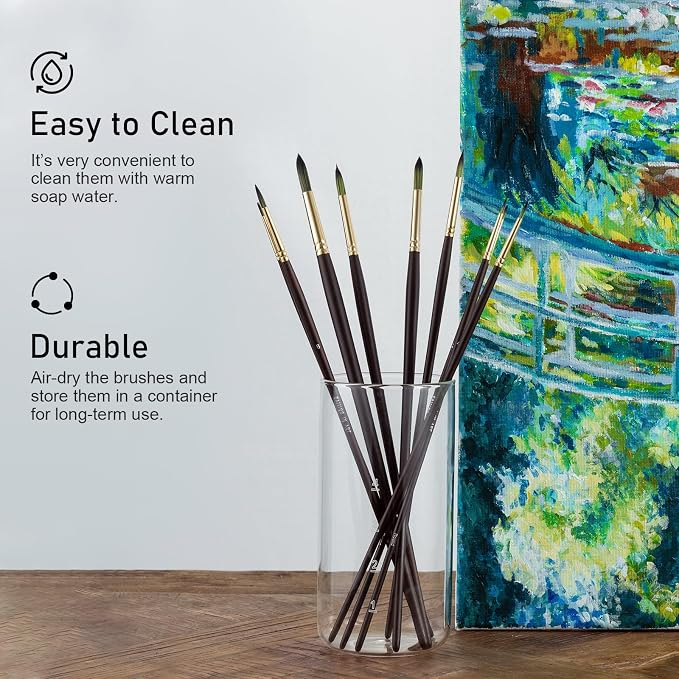 Falling in Art 9 PCS Long Handle Round Paint Brushes Set
