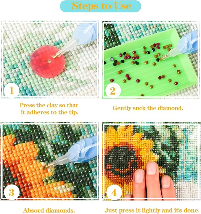 Diamond Painting Pen, Handmade Resin Diamond Painting Pens with Glue Clay and Various Tips, More Comfortable and Faster, 5D Diamond Painting Tools for Diamond Paintings Hobby