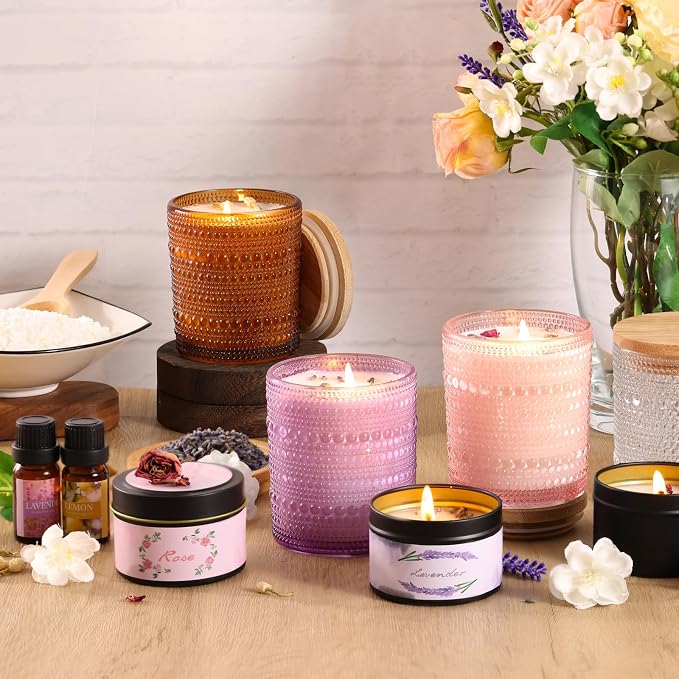 DARJEN Candle Making Kit for Adult, 4 Jars & 4 Tins Soy Wax Scented DIY Set | 100% Soy Wax, 10oz Glass Jars, 4oz Tins, Cotton Wicks, Pleasant Scents, Instruction& More- Perfect as Home Decorations