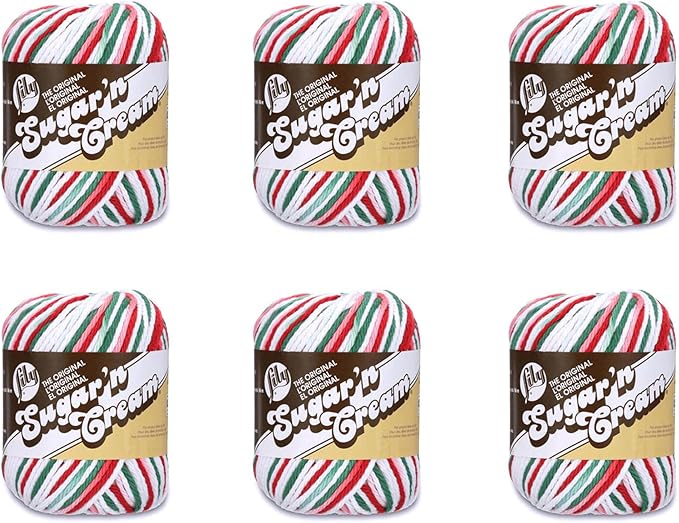 Lily Sugar'n Cream Ombre Yarn for Dishcloths, Mistletoe, 6-Pack