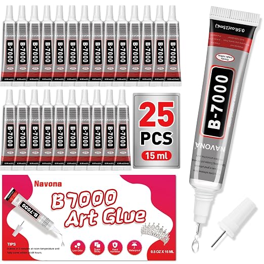 25 PCS 15ml B7000 Rhinestone Glue Clear, Bedazzling Glue for Craft, Jewelry | Multipurpose Fluid High Viscosity Glues for Rhinestone Craft Shoe Jewelry Making DIY Craft Makeup Metal