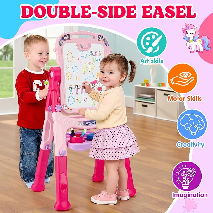 Kids Art Easel for Toddlers Age 3-4 Magnetic Double-Sided Drawing Board
