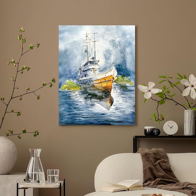 GXGLLPZBY Ship Painting by Numbers for Adults Beginner,15.7X19.7 inch | Paint by Number Kits on Canvas,DIY Oil Acrylic Number Painting Kit Home Wall Decor