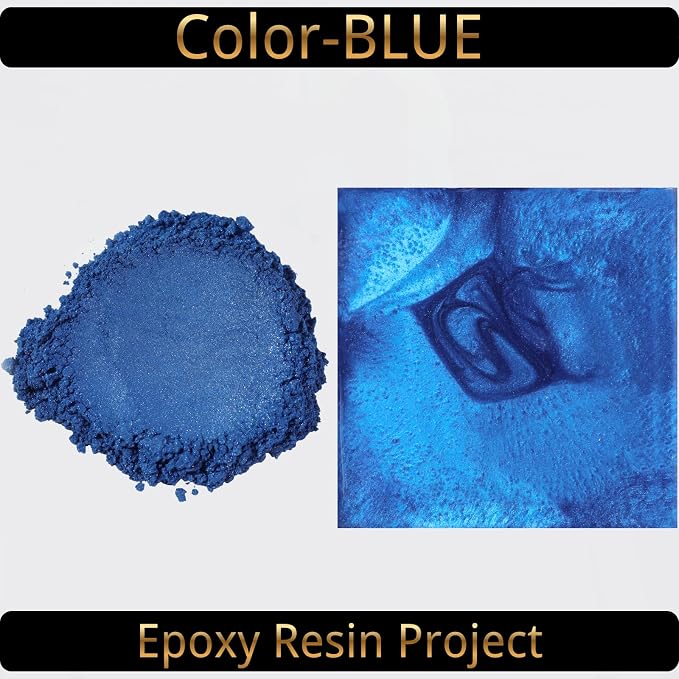 Mica Powder, Blue, 240g with Scoop, Complies with ASTM D-4236 | For Epoxy Resin, Soap, Bath Bomb, Candle| Safety Material| Odorless| Brilliant Colors