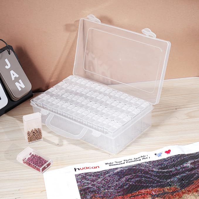 Huacan Diamond Painting Storage Containers Diamond Painting Accessories 64 Grids Storage Box