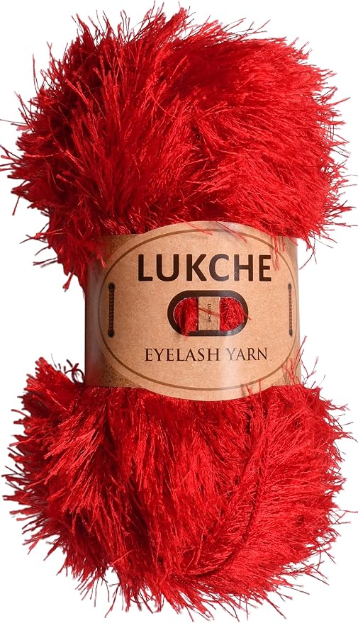 Eyelash Fun Fur Yarn Premium 100% Polyester 164 Yds (150 Mt), 3.53 Oz (100 Gr) Colorful Crochet Yarn Dıy Hand Knitting. (Red, 1 Skein)