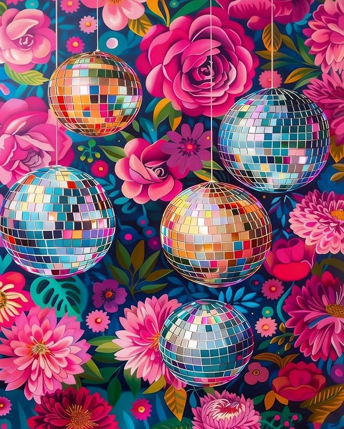 Diamond Art Kits for Adults,Disco Flower Diamond Painting Kits 12 x 16in