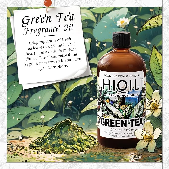 HIQILI Green Tea Fragrance Oil, Refreshing Scents for Laundry - 5.07 Fl Oz