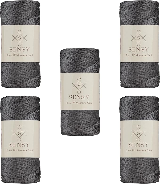S Sensy 2mm-Premium Polypropylene Macrame Cord 5 Pack Anthracite 252 Yards