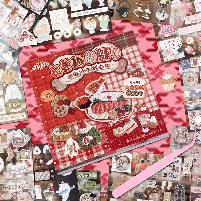 Tmtains 30 Sheets Japanese Manga Style Sticker Book 800+Pcs Heisei Retro Food Daily Life Theme Manga Books Style Sticker Aesthetic Japanese Stickers Book for Adults Scrapbooking Notebook (Food 1)