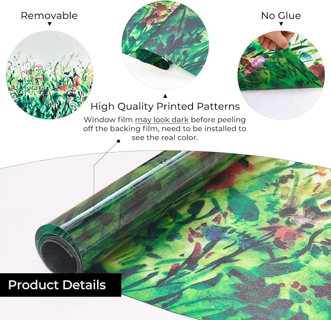 ADD.HERES Stained Glass Window Film, Window Film Decorative, 17.5 x 78.7 in