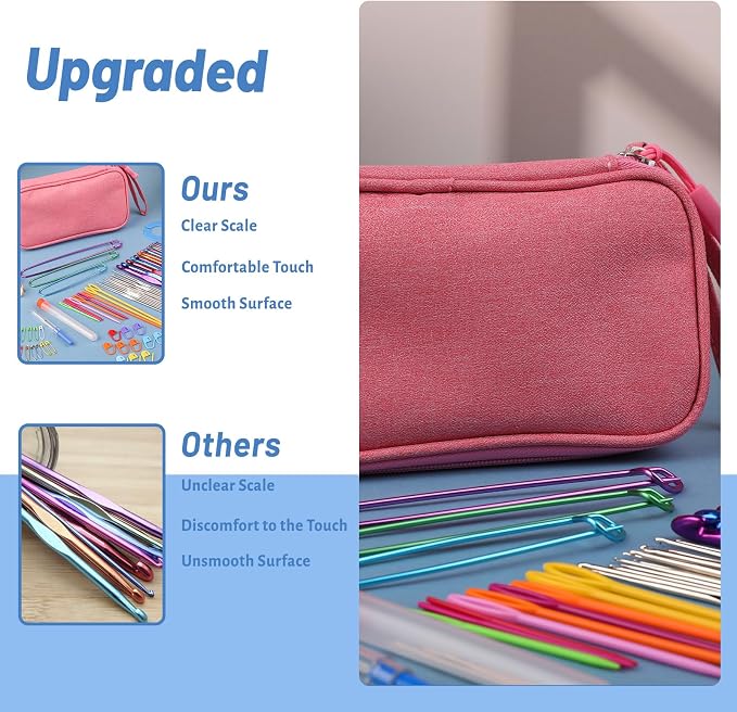 Crochet Hook Set 90 Pcs Crochet Needles Kit Ergonomic Soft Grip Handles | Ergonomic Crochet Hook Set with Case Crochet Starter Kit for Beginners DIY Hand Knitting Art Tools Knitting Yarn Lovers