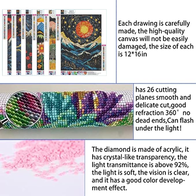 DOTSOPS 6 Pack Landscape Abstract Diamond Painting Kits Art Adults | Painting Kit,Crafts DIY 5D Diamond Art Packs Kits.Full for Adults Beginner,Home Wall Decoration Gift 11.8 x 15.7 Inches