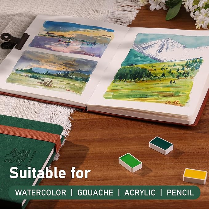 FLUNBRATO Artist-Grade Watercolor Sketchbook,100% Cotton, 6.9 x 9.8 in