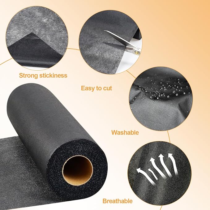PLANTIONAL 11.6"x30yd Light Weight Non-Woven Fusible Interfacing for Sewing | Available in Black and White; Fusible Interfacing Fabric for Sewing ; Single-Sided Interfacing for DIY Crafts & Clothing