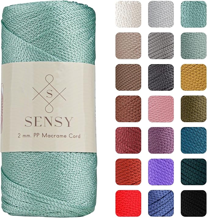 Sensy Premium 2mm 251 Yards Polyester Rope 100% Polypropylene Cord Macrame Cord 2mm Crochet Bag Cord Macrame Rope Crochet Thread Gift for Knitter (Mint)