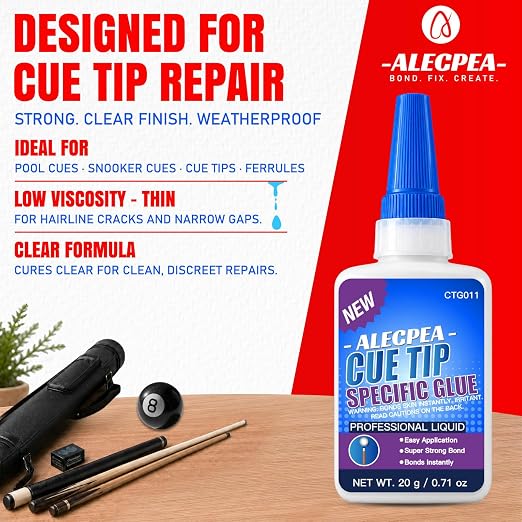 ALECPEA Pool Cue Tip Glue, 20g Thin Billiard Cue Repair Adhesive