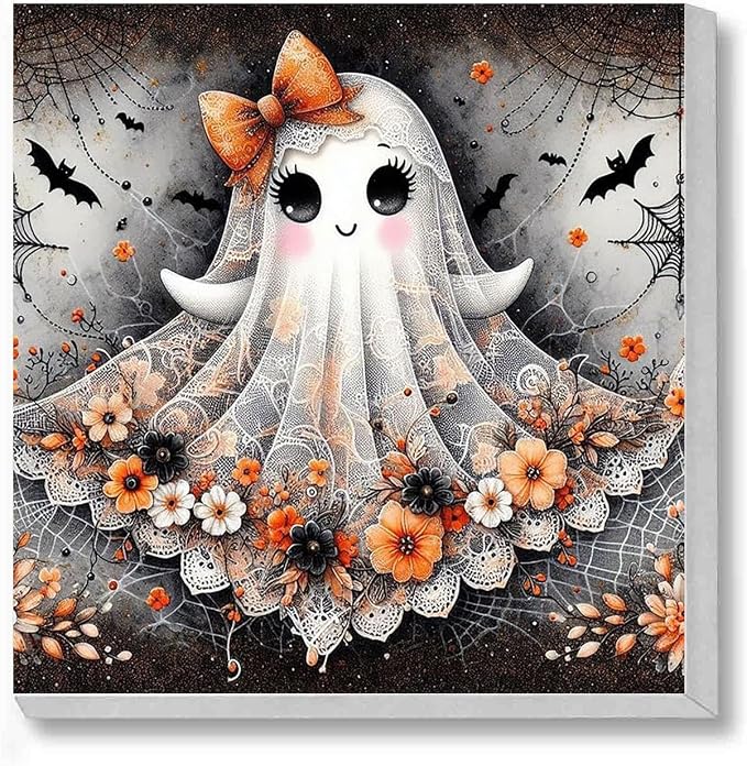 Ghost Diamond Art Kits for Adults with Frame,Halloween Diamond Painting Kit