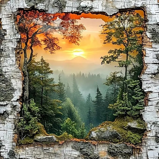 5D Forest Landscape Diamond Art kits for Adults Beginners 13.7x 13.7 Inch | Diamond Painting Kit DIY Full Round Drill Paint by Diamonds Dot Gem Art for Adult, Home Wall Decor