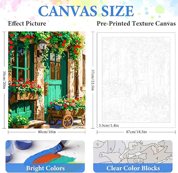 Landscape Paint by Numbers Kit for Adults Beginner,Flowers House,16x20"