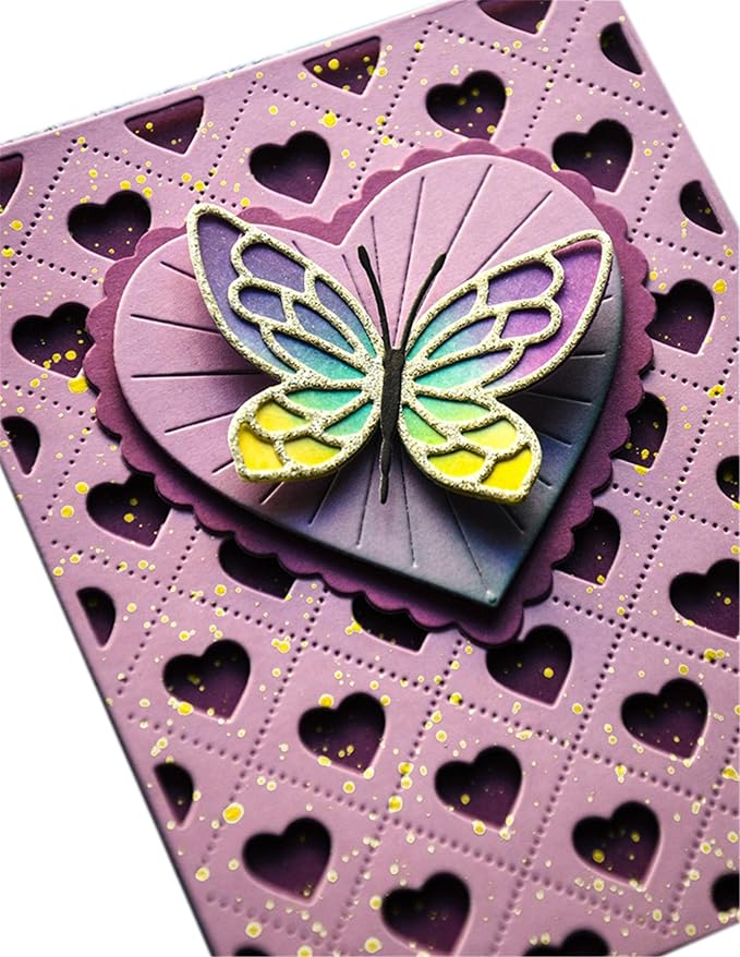 Cutting Dies 3D Metal Stencils Scrapbooking Tools DIY Craft Carbon Steel Embossing Template for Paper Card Making Album Arts Supplies (Four-Leaf Droplet & Heart Frame-14.5x11.2cm)
