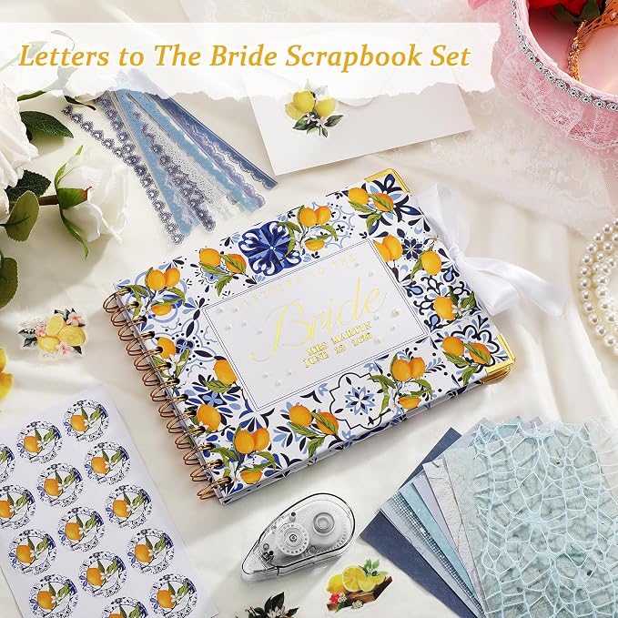 Letters to Bride Scrapbook,8.5 X 7 Inch,Lemon,Yellow, Blue
