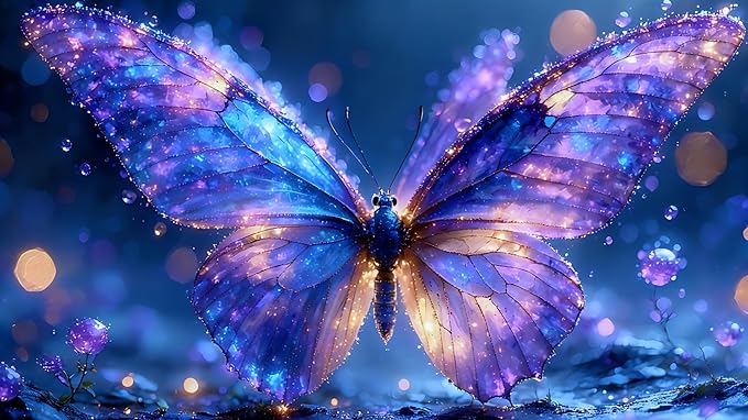 Magical Butterfly Diamond Art Kit for Adults Sparkly Fantasy Gem 16x12"