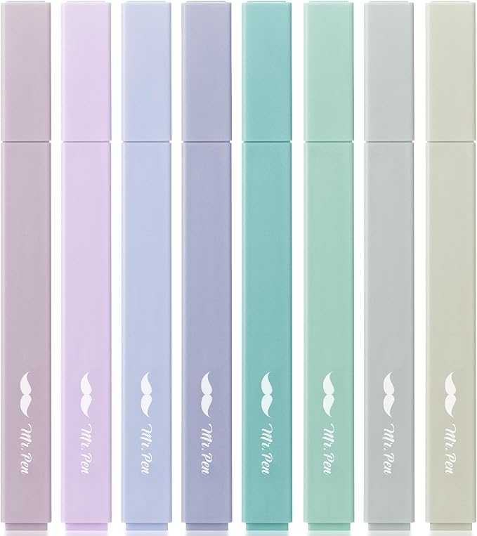 Mr. Pen- Aesthetic Highlighters No Bleed, 8 Pack, Assorted Colors | Chisel Tip, Cute Highlighters Assorted Colors for Journaling, Highlighting, Underlining, Fast Dry, Back to School Supplies