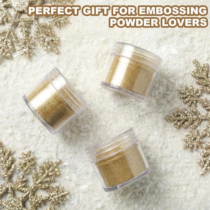 Heigble 1 Pc 0.5 Ounce Glitter Embossing Powder Set for DIY Crafts Greeting Cards Making Scrapbooking Wedding Invitations (Gold)