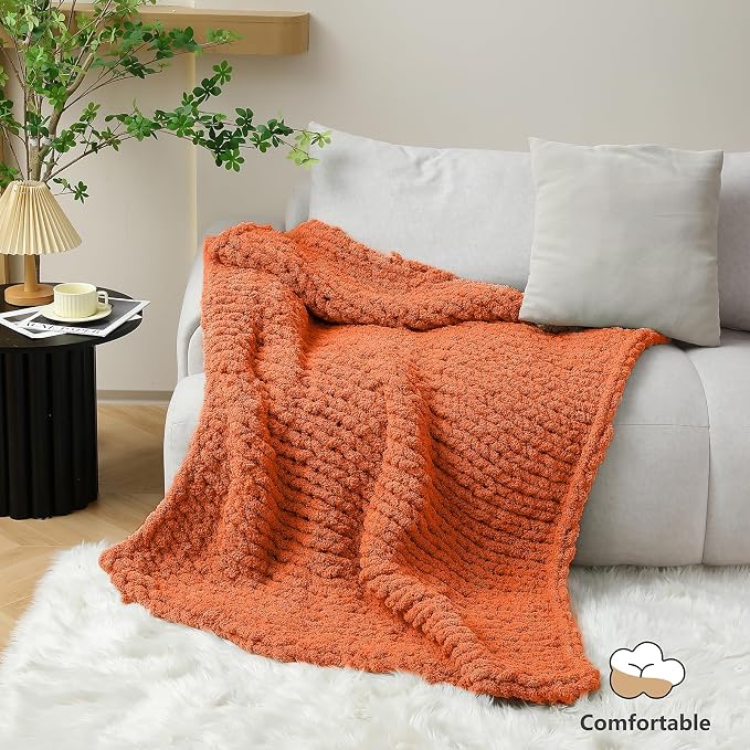 Cozyful Chunky Yarn for Hand Knitting - #10 Chunky Chenille Yarn, Jumbo Big Thick Chunky Yarns for Crocheting, Super Bulky Chunky Knit Blanket Yarns, 8 Skein (22 yds 8 oz Each Skein), Pumpkin Orange