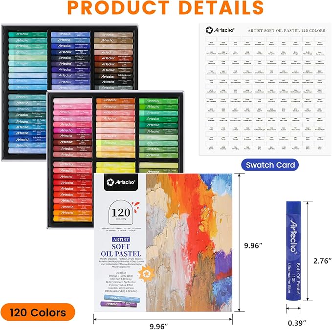 Artecho Extra Soft Oil Pastels 120 Colors Artist Grade