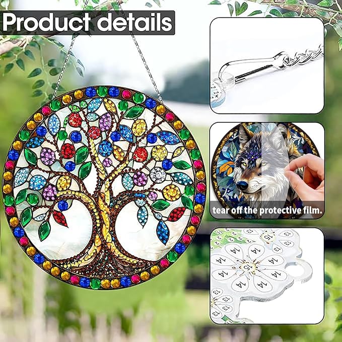SKRYUIE Tree Hanging Pearl Diamond Art Kits for Adults Suncatcher A8
