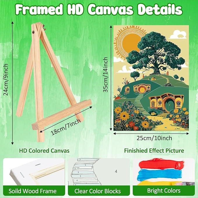 MAXBYE Framed Paint By Numbers Kits for Adults with Wooden Easel, DIY New Zealand House Adult Paint by Number Kits, Oil Acrylic Paintings Kit for Beginners Gift Home Wall Garden Decor 10×14 Inch
