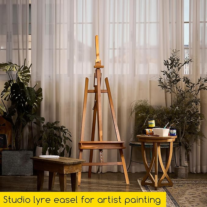 MEEDEN Art Easel Stand for Painting: Beech Wood Artist Easel with Storage | Adjustable A-Frame Artist Easel for Painting - Hold Canvas up to 48”- Perfect for Sketching, Oil Painting, Acrylics