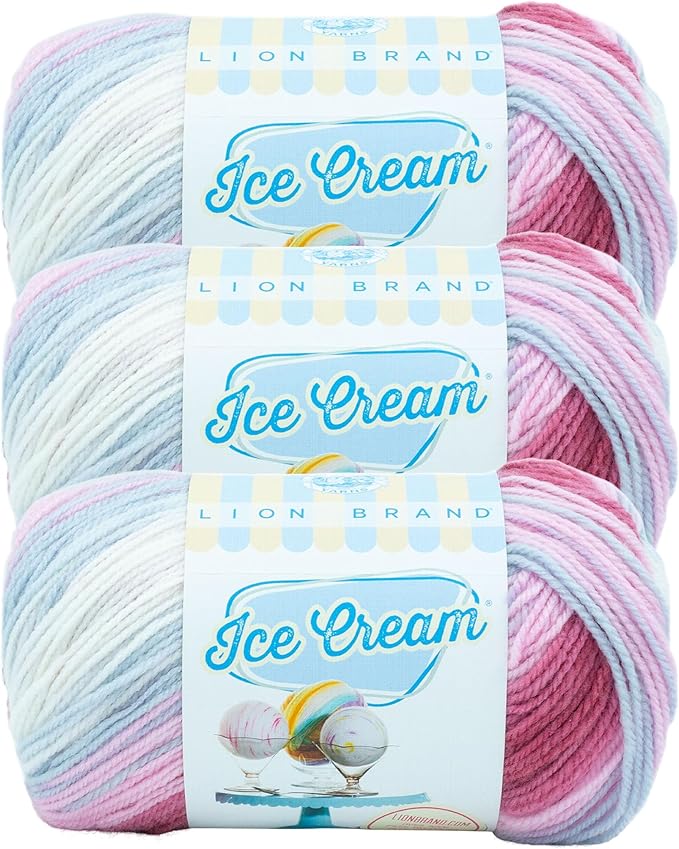 Lion Brand Yarn, Ice Cream Crochet Yarn, Cherries Jubilee, Multi, 3 Pack