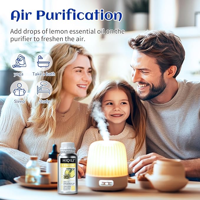 HIQILI Lemon Essential Oil for Cleaning, Skin & Diffuser
