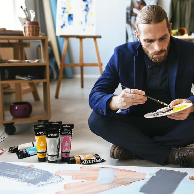 AUREUO Yellow Ochre Acrylic Paint, 4 Fl Oz / 120ml Single Tube, Rich Pigment Art Craft Paints for Canvas, Rocks, Wood, Ceramic, Fabric - Art Supplies for Beginners, Professionals, Artists