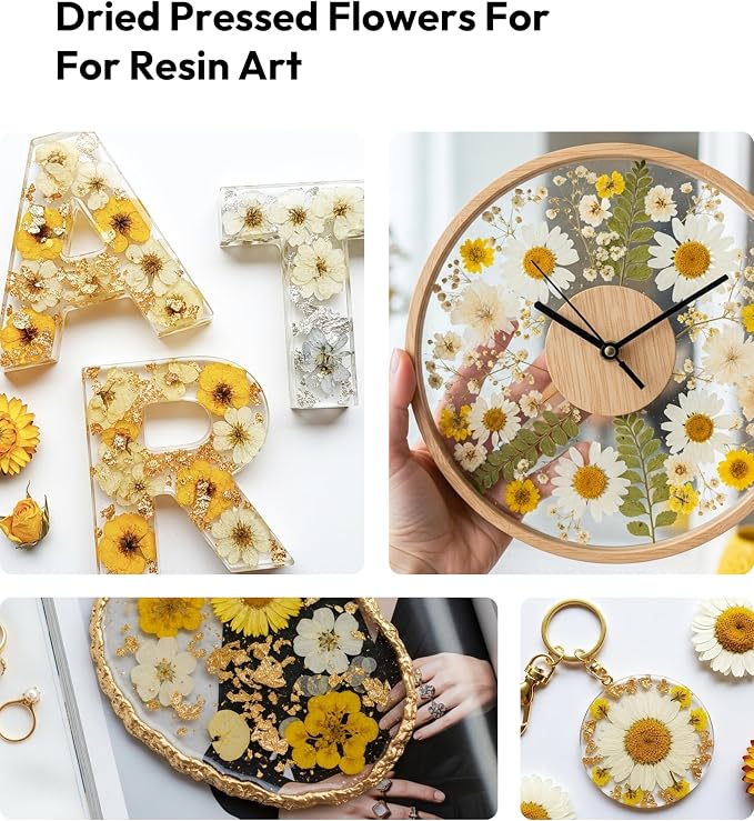 Dried Flowers, Resiners 100Pcs Pressed Flowers for Craft Real Natural Dried Flowers Dry Leaves Kit for DIY Making Crafts Resin Soap Candle Scrapbook Supplies Jewelry Making
