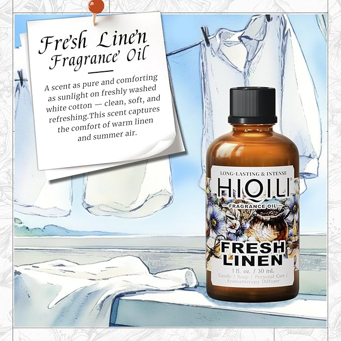 HIQILI Fresh Linen Fragrance Oil for Laundry, Add to Dryer Balls - 1 Fl Oz