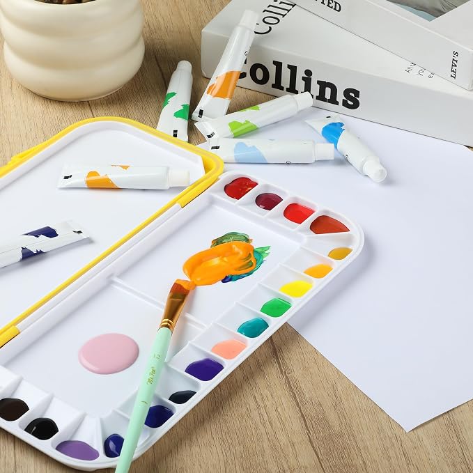Mr. Pen- Airtight Watercolor Palette with Lid, 18 Wells & 2 Mixing Areas (Pack of 2)