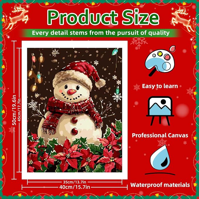 Reivworl Snowman Paint by Numbers Kit for Adults Beginner 16×20 inch