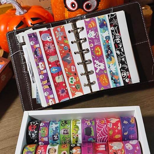 Halloween Washi Tape Set Pumpkin Scrapbook Tape 18 Rolls | Pumpkin Pattern Washi Tape Set With 18 Rolls, 0.59in and 0.79in Widths for Journaling, Scrapbooking and DIY Crafts