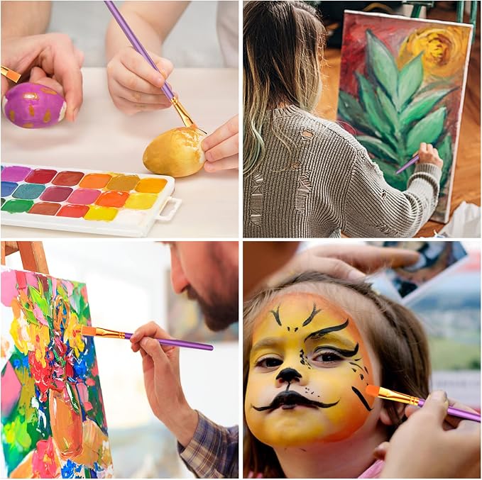 ESRICH 160PCS Paint Brushes, Paint Brush for Acrylic Painting | Artist Paintbrushes for Oil Watercolor, Body Face Rock Canvas, Small Paint Brushes for Kids, Purple