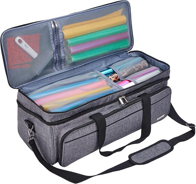 Double Layer Carrying Case with Mat Pocket for Cricut and Tools